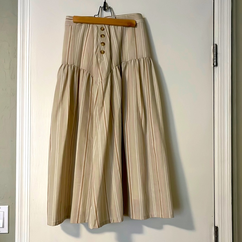 Anthropologie cream & beige stripe Western-style long skirt